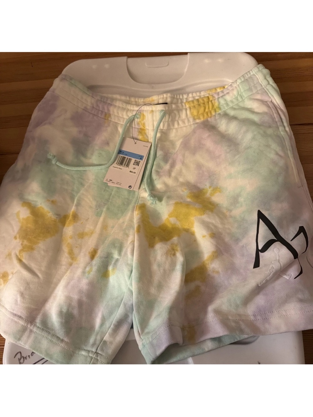 Jordan Men's Tie-Dye Pastel Shorts with Yellow Accents